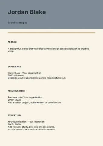 Branding · Elegant resume template