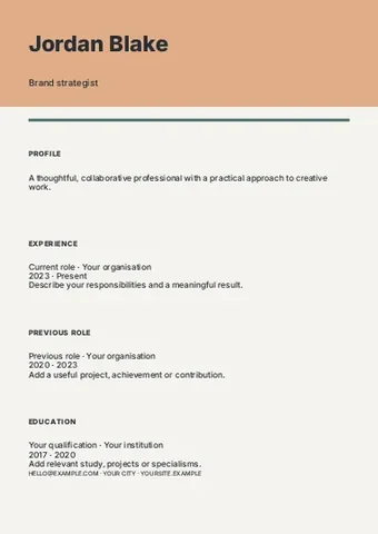 Branding · Minimal resume template