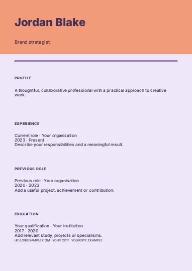 Branding · Playful resume template