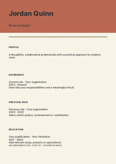 Brand strategist · Studio resume template