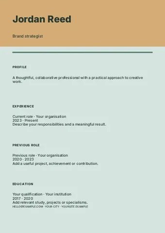Brand strategist · Frame resume template