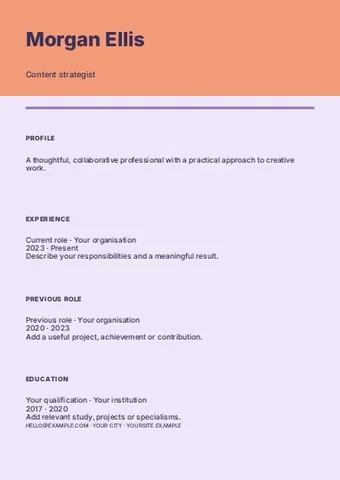 Marketing · Playful resume template