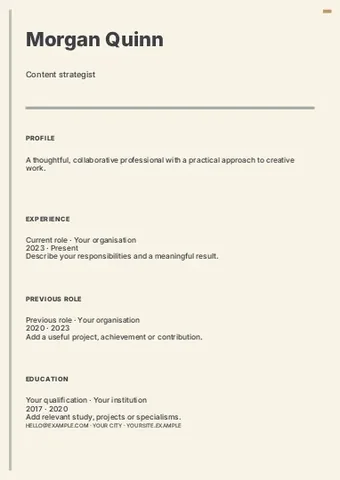 Content strategist · Classic resume template