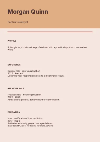 Content strategist · Frame resume template
