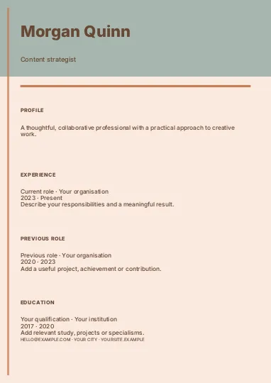 Content strategist · Terrace resume template