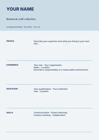 Botanical craft collection · Sidebar resume template