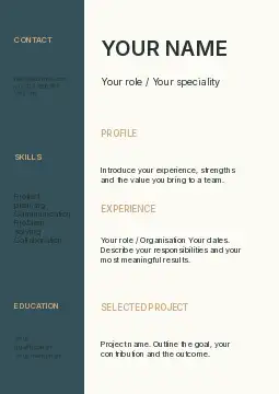Website planning workshop · Sidebar resume template
