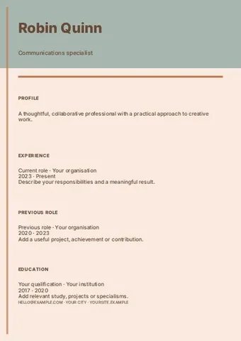 Communications specialist · Terrace resume template