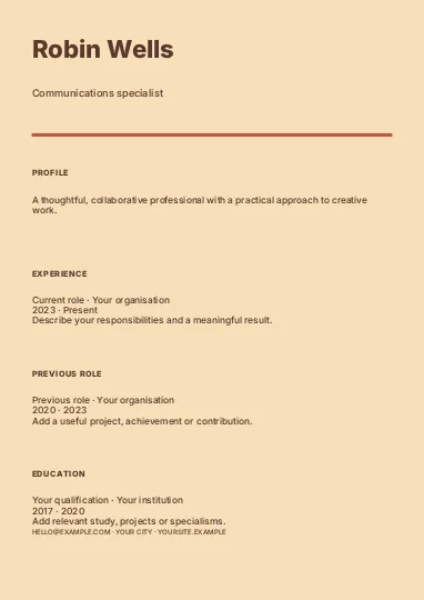 Communications · Retro resume template