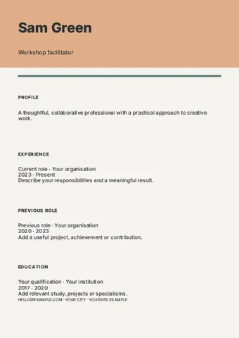 Education · Minimal resume template