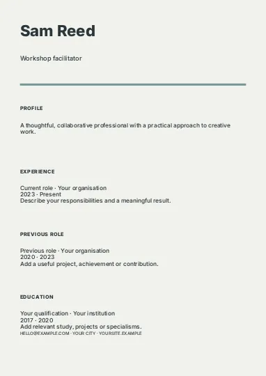 Workshop facilitator · Spectrum resume template