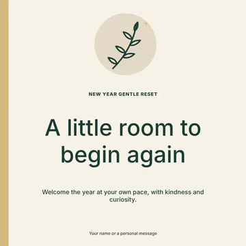 New Year gentle reset · Atelier social media post template