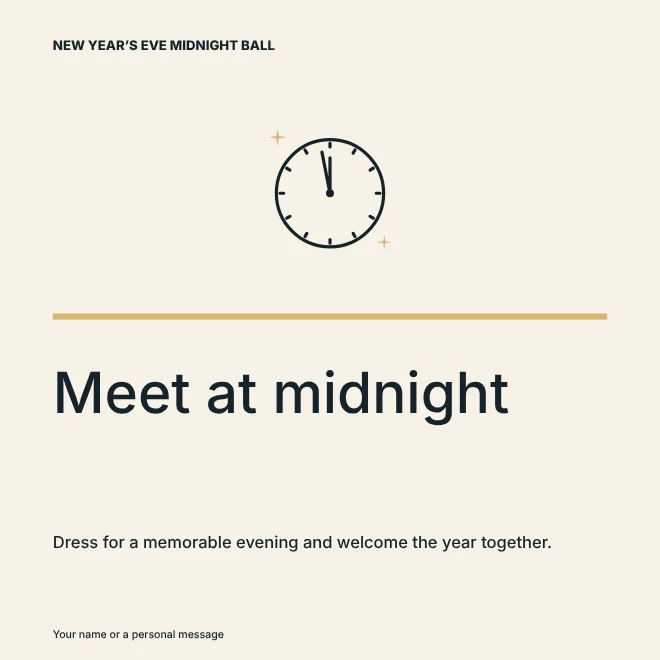 New Year’s Eve midnight ball · Atelier social media post template