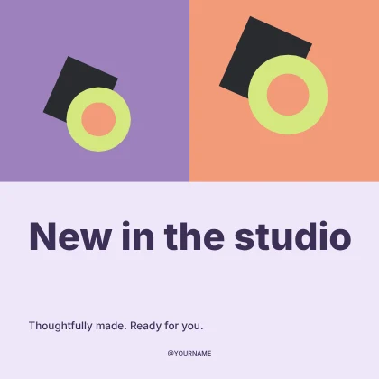 New in the studio · Playful social media post template