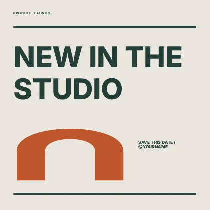 New in the studio · Retro social media post template