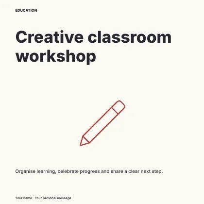 Creative classroom workshop · Split social media post template
