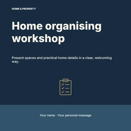 Home organising workshop · Ribbon social media post template
