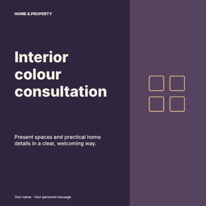 Interior colour consultation · Editorial social media post template