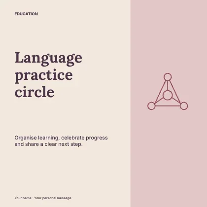Language practice circle · Editorial social media post template