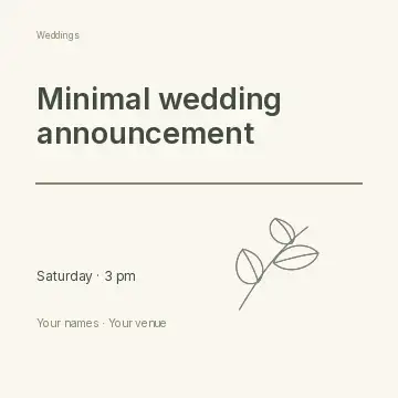 Minimal wedding announcement · Columns social media post template