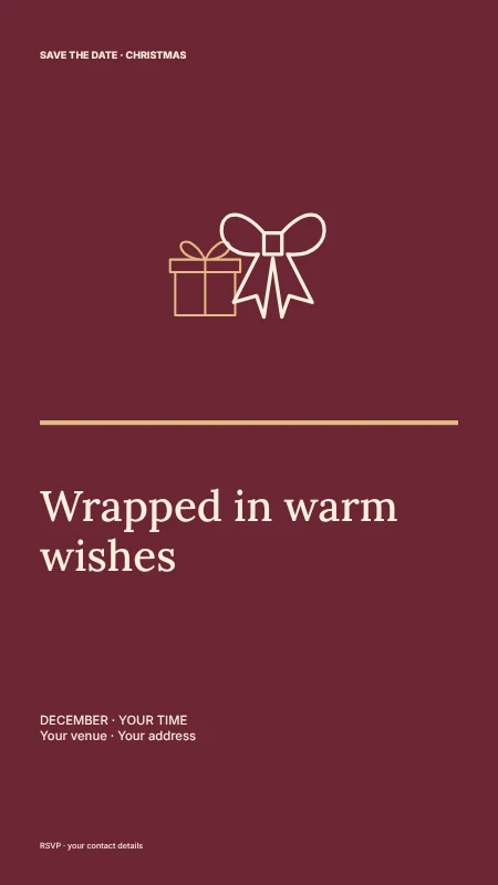 Red ribbon Christmas wishes instagram story template