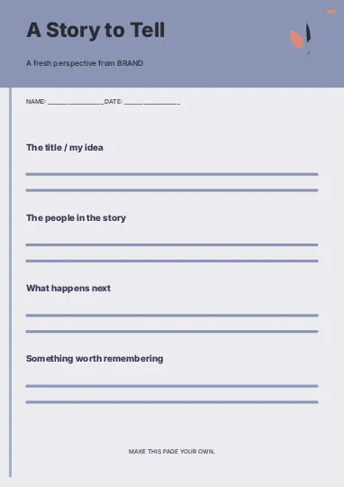 A Story to Tell · Modern worksheet template