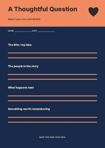 A Thoughtful Question · Typographic worksheet template