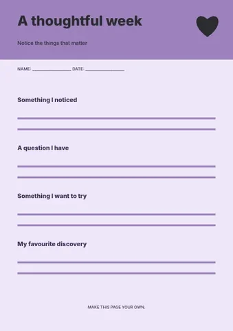 A thoughtful week · Playful worksheet template