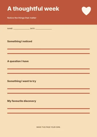 A thoughtful week · Retro worksheet template