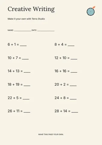Creative Writing · Studio worksheet template