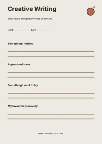 Creative Writing · Column worksheet template