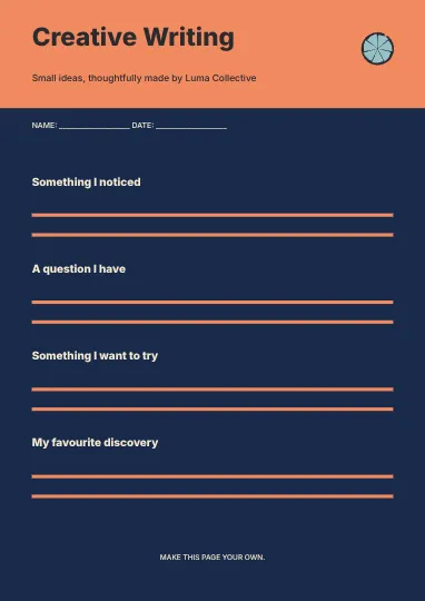 Creative Writing · Typographic worksheet template
