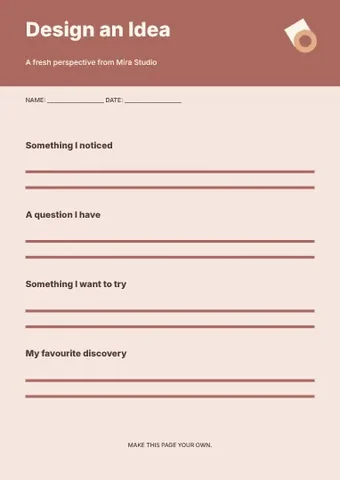 Design an Idea · Frame worksheet template