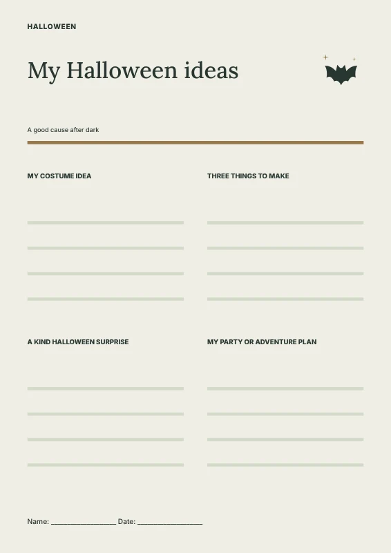 Halloween fundraiser worksheet template