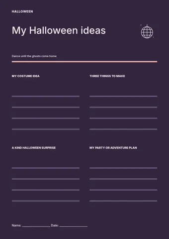 Halloween family disco worksheet template