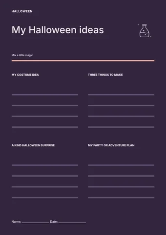 Halloween potion workshop worksheet template