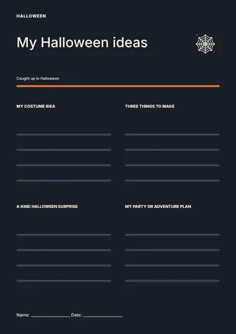 Spiderweb Halloween social worksheet template