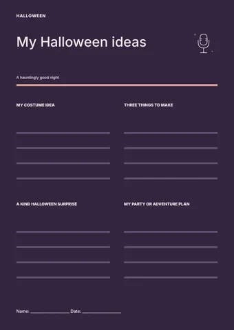 Halloween live music worksheet template