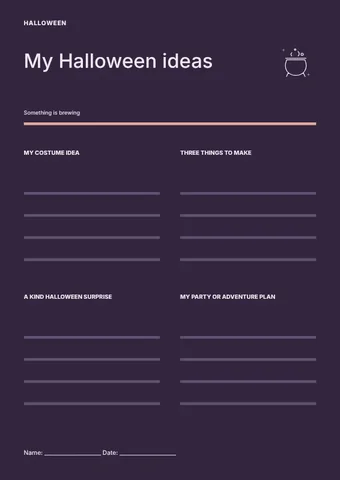 Witches supper worksheet template