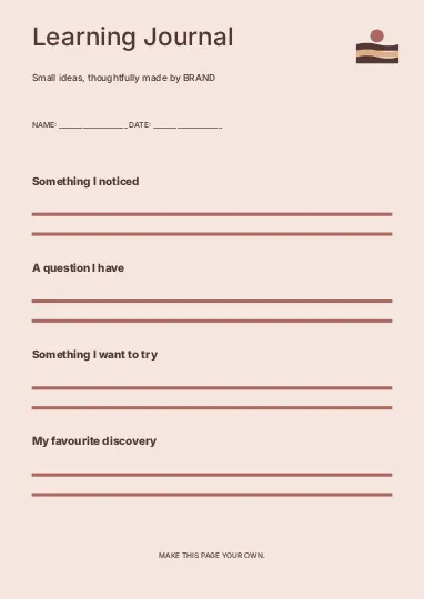 Learning Journal · Gallery worksheet template