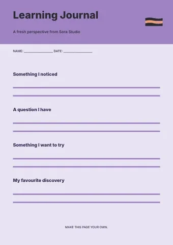 Learning Journal · Orbit 2 worksheet template
