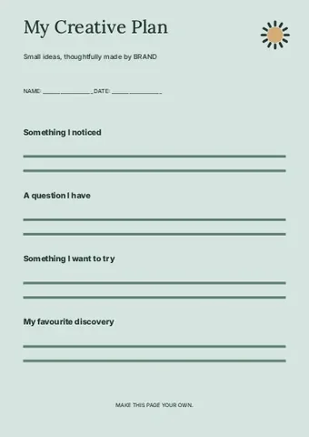 My Creative Plan · Stencil worksheet template