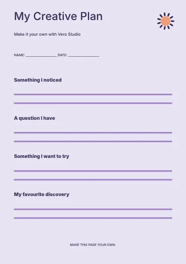 My Creative Plan · Gallery worksheet template
