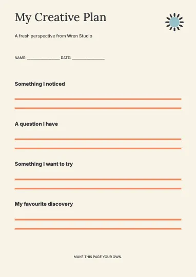 My Creative Plan · Studio worksheet template