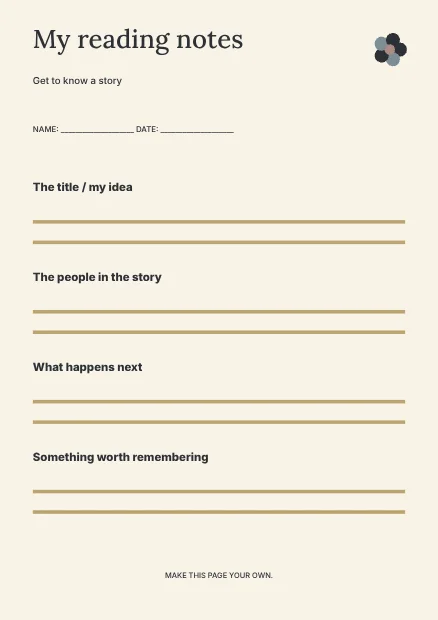 My reading notes · Elegant worksheet template