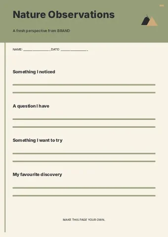 Nature Observations · Medallion worksheet template