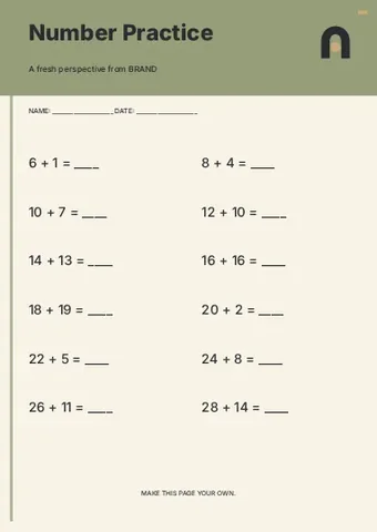 Number Practice · Medallion worksheet template