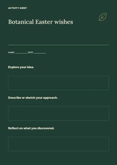 Botanical Easter wishes · Structured worksheet template