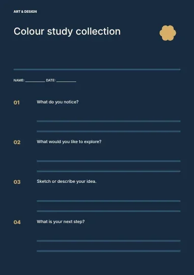 Colour study collection · Editorial worksheet template
