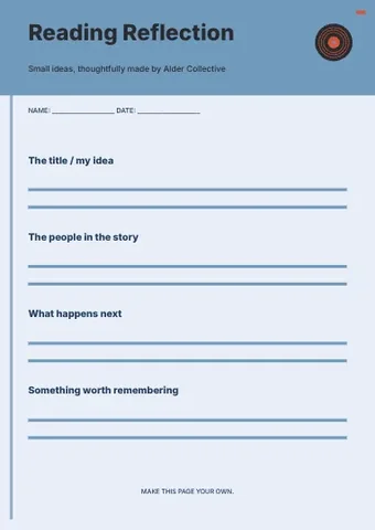 Reading Reflection · Modern worksheet template